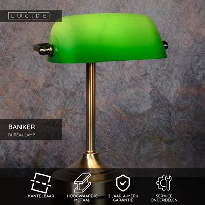 Lucide BANKER - Bureaulamp - 1xE14 - Brons